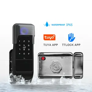 Su geçirmez açık kapı kapı akıllı elektronik parmak izi kapı kilidi akıllı elektrik üstten kilit Wifi Tuya TTlock App