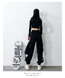 <strong>Women</strong> Cargo Pants Harem Pants Fashion Punk Pockets Jogger <strong>Trousers</strong> With Chain Harajuku <strong>Elastics</strong> High <strong>Waist</strong> Streetwear - Product Image 4
