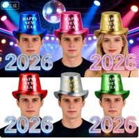 Disco Theme Top Hüte Benutzer definierte bunte 2026 Neujahr Geburtstags feier Gefälligkeiten für Retro Glitter Feiern