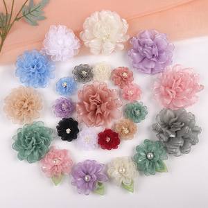 ช่อดอกไม้ผ้าตาข่ายผ้าไหมลูกไม้แบบทำมือสำหรับรองเท้าทำผมหมวกเครื่องประดับเสื้อผ้า - Product Image 5