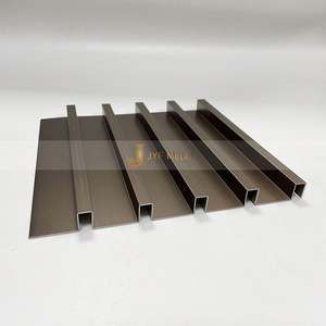 LL263 Panneau mural décoratif rainuré en acier inoxydable PVD Bronze finition brossée, persiennes métalliques, panneaux rainurés d'intérieur, support personnalisé - Product Image 2