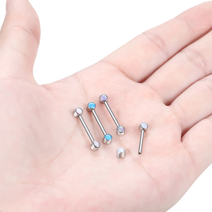 Anneaux de piercing pour tétons en titane G23 avec filetage interne, anneaux de piercing pour langue en opale, barres industrielles pour hélix, bijoux de piercing - Product Image 6