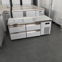 Plan de travail de cuisine à usage commercial avec refroidisseur d'air, quatre tiroirs, en acier inoxydable, commande numérique, pour restaurant, café, hôtel