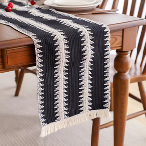 <span class=keywords><strong>Chemin</strong></span> <span class=keywords><strong>de</strong></span> <span class=keywords><strong>table</strong></span> en coton biologique jacquard personnalisé <span class=keywords><strong>de</strong></span> luxe à motif géométrique vert avec des glands pour les fêtes, les festivals, la décoration <span class=keywords><strong>de</strong></span> la maison - Product Image 2
