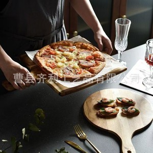 Tabla para Pizza de Madera de Acacia, Redonda, de 30-43 cm, con Asa, para Uso Doméstico - Product Image 4