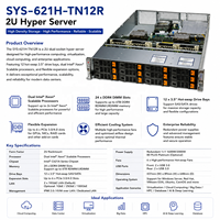 Serveur Hyper 2U Supermicro SYS-621H-TN12R, double processeur Intel Xeon, DDR5, 12 baies NVMe SAS SATA PCIe 5.0, serveur de centre de données GPU AI