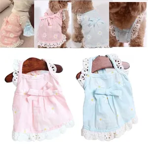 Vestito Estivo da Principessa per Animali Domestici, Gonna in Pizzo per Cani con Fiocco, Ricamo Floreale, Abito a Bretelle per Gatti e Cuccioli, Taglie Piccole e Medie - Product Image 2