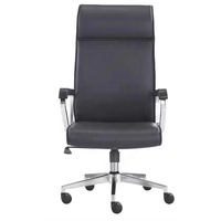 Chaise d'ordinateur de bureau ergonomique en cuir à haut dossier