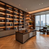 Étagères d'angle personnalisées en noyer, bibliothèques matricielles, solutions de rangement pour la maison, mobilier complet pour toute la maison, OEM