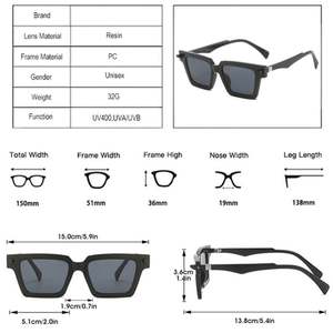 Gafas de Sol Cuadradas Retro con Remaches de Doble Color para Mujer, Protección UV400, Estilo Ojo de Gato, para Hombre, Novedad 2023 - Product Image 5