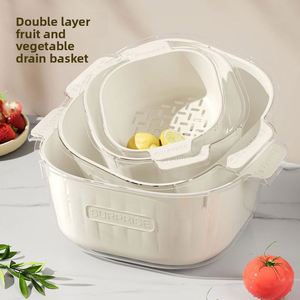 Panier à légumes multifonctionnel double couche de qualité alimentaire pour cuisine et salon avec drainage - Product Image 2