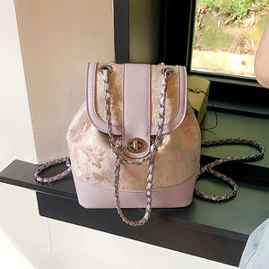 אופנה קוריאנית אופנתית בסגנון קוריאני תיק נייד עיצוב נישה חדשה עיצוב נישה קטנה שרשרת תיק גב בד אופנתי חומר פו - Product Image 3