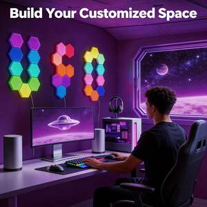 Lumière LED créative DIY intelligente avec application et commande vocale, synchronisation musicale, lumière hexagonale en nid d'abeille, cadeau de <span class=keywords><strong>nuit</strong></span>, lumière ambiante murale et de plafond - Product Image 6