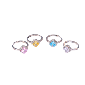 <b>Ice</b> Flower Cutting Clover Rhodium Plated Lab Created Cubic Zircon Women's Trendy <b>Ring</b> for Wedding Bridal Gift Wholesale - Product Image 1