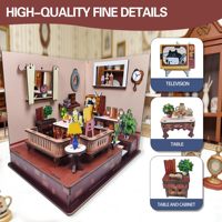 Puzzles de construction miniatures en bois 3D DIY, kits de maison de poupée miniature avec salon confortable, décoration artisanale pour la maison