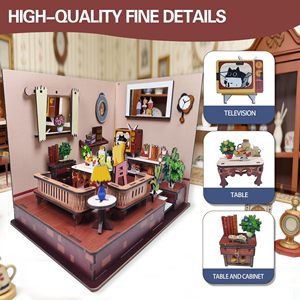 Puzzles de construction miniatures en bois 3D DIY, kits de <span class=keywords><strong>maison</strong></span> de poupée miniature avec salon confortable, décoration artisanale pour la <span class=keywords><strong>maison</strong></span> - Product Image 3