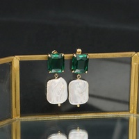 Boucles d'oreilles en perles naturelles Amazonite Goutte Plaqué or Cadeau romantique pour fête Bijoux de mode Boucles d'oreilles en perles
