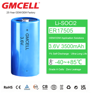 Batería GMCELL LiSOCl2 ER17505 de 3.6V 3500mAh de Litio Cilíndrica para Medidor de Electricidad - Product Image 1