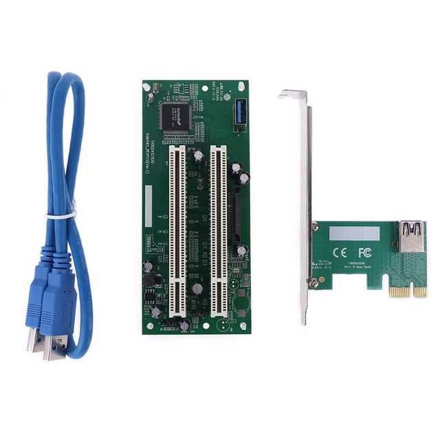 PCI-Express to Dual PCI Adapter X16 PCIe Slot Expansion Card USB 3.0 Cable Add on Cards Converter