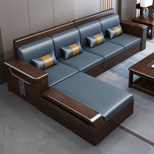 Set di Divani in Legno Massello con Contenitore per <span class=keywords><strong>Soggiorno</strong></span>, Mobili Rettangolari in Legno per Applicazioni in Villa - Product Image 1