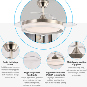 Ventilateur de plafond rétractable à 3 pales en ABS avec lumière LED pour salon et salle à manger, modèle ES1531A - Grande Vente - Product Image 5