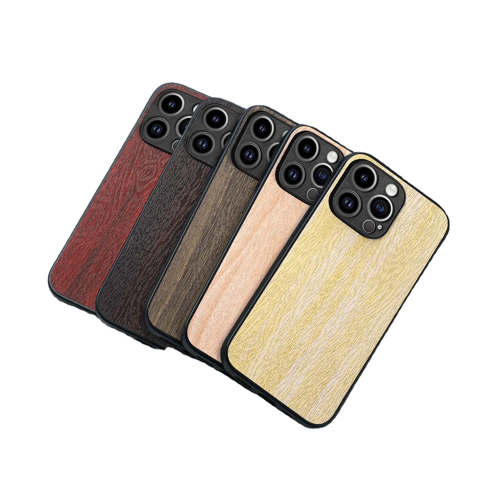 حافظات خشبية جديدة مخصصة طبيعية من الخيزران الحقيقي حافظات هواتف خشبية لهواتف Ipho 15 12 13 14 Pro max