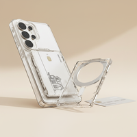 Portefeuille porte-cartes magnétique, pochette transparente en acrylique pour cartes de crédit avec aimants intégrés puissants pour l'arrière du téléphone portable