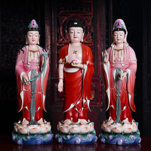 تمثال بوذا الغربي الخزفي, تمثال بوذا الغربي amituo Guanyin Bodhisattva الحرف اليدوية النحت - Product Image 6