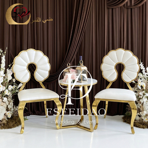 ESFEIDAO Modern Gold Metal Hotel Chair White <b>Cushion</b> Open <b>Back</b> Saber Leg Indoor Commercial Furniture - Product Image 2