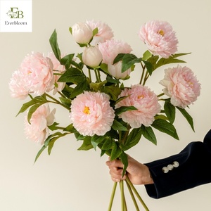 Peony White Pink <strong>Artificial</strong> Silk <strong>Flowers</strong> 3 Heads Preserved Peonies for Wedding Home Decor-for Mother's Day Christmas - Product Image 1