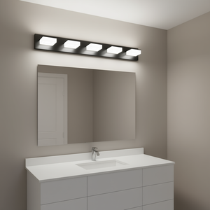 Modern 5-Light 32-Inch <b>LED</b> Black Iron Bathroom <b>Vanity</b> Light Matte Finish Cool White Wall Mount <b>Mirror</b> Lamp D0100XU43VU - Product Image 2