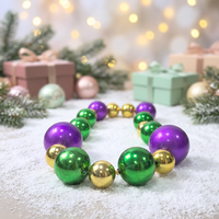 Collier de perles Mardi Gras violet, or et vert en gros, collier de perles à lancer pour défilés et fêtes de carnaval