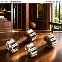 Dumbbell Mewah dari Baja Tahan Karat & Kayu Solid Set Beban Berkualitas Tinggi untuk Gym Rumah Peralatan Kebugaran Premium untuk Latihan Kekuatan