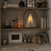 Miroir fantôme lumineux, décorations d'Halloween effrayantes, fournitures pour fête de maison hantée, ornement mural lumineux effrayant pour Halloween