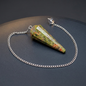 Meilleur exportateur de cristaux Rozrin, Agate Unakite, pendules à 12 facettes - Feng Shui, décoration d'intérieur, modèle sculpté et gravé Fcpen-33 - Product Image 2