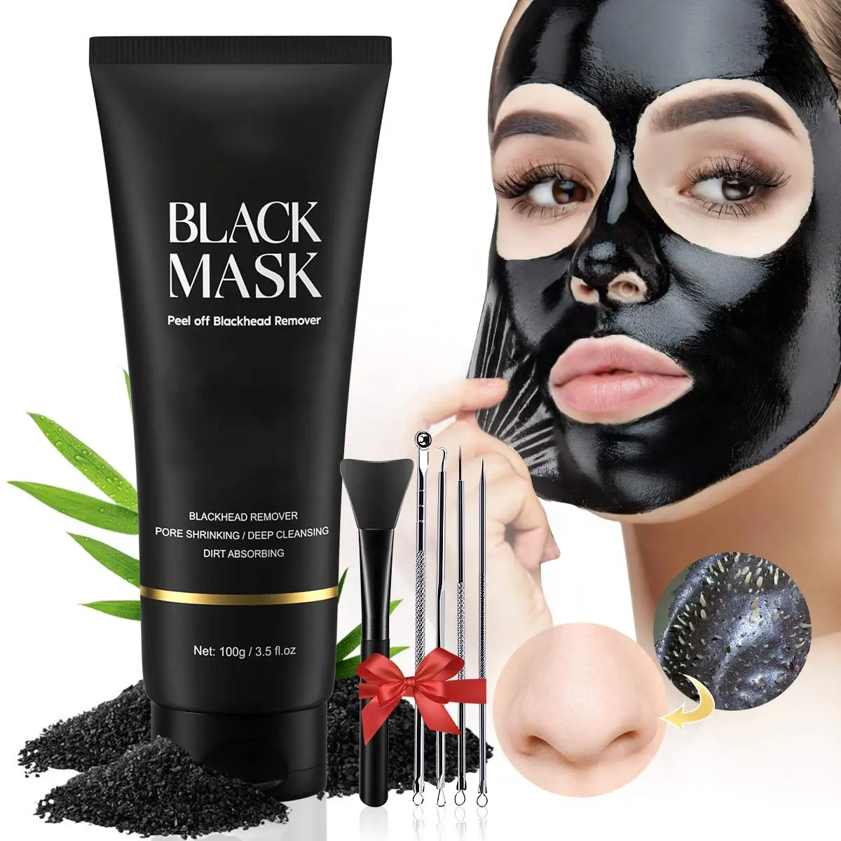 Masker Penghilang Komedo Kupas Masker Hitam Pemurni Masker Wajah Arang untuk Wajah Hidung Komedo Pori-pori Jerawat