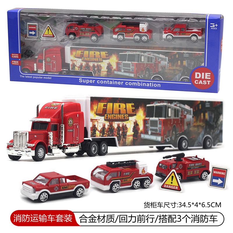 Ensemble de transport de camion de pompiers