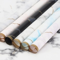 Papier d'emballage pour bouquet floral imperméable à l'eau, aspect marbre, fournitures de fleuriste en plastique, papier d'emballage pour mariage, anniversaire, cadeau