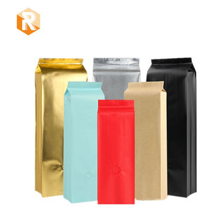 1lbs 1kg Square Bottom Degassing Valve Brown Custom Print Kraft Paper Coffee Bean Packaging Bags