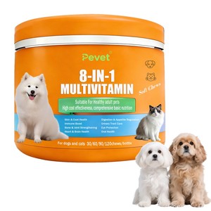 เพเวท 8 1 วิตามินรวมสำหรับสุนัขชนิดเคี้ยวแบบนิ่ม กลูโคซามีน โปรไบโอติกส์ <span class=keywords><strong>บำรุง</strong></span>หัวใจ ข้อต่อ ผิวหนัง เสริมสร้างภูมิคุ้มกัน อาหารเสริม 60 เม็ด/ขวด - Product Image 1