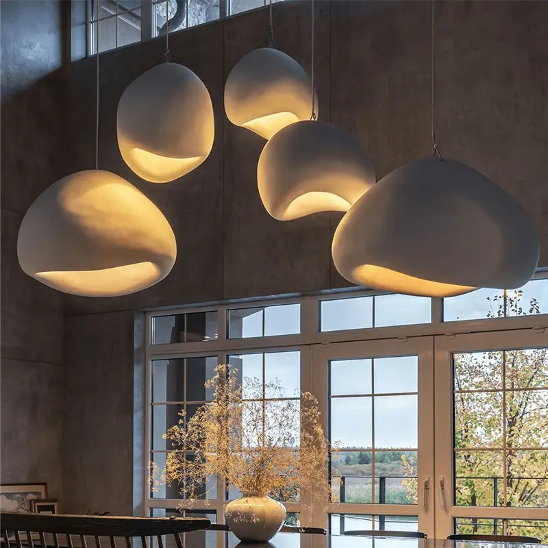 Wholesale Japanese modern art decor white resin restaurant indoor hanging ceiling light