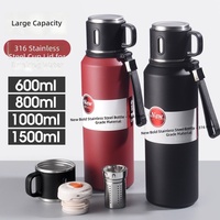 Bouteille d'eau isotherme en acier inoxydable 30oz noire pour la randonnée, la gym, le travail, les voyages, l'école et la voiture – Vente en gros, personnalisable