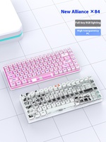 Clavier mécanique sans fil Xinmeng X84, clavier de jeu à trois modes, haute transparence