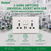 Enchufe Doble Universal Kolani OEM ODM UK con Interruptor y Carga Rápida USB Tipo A+C de 20W, 13A, PC Ignífugo