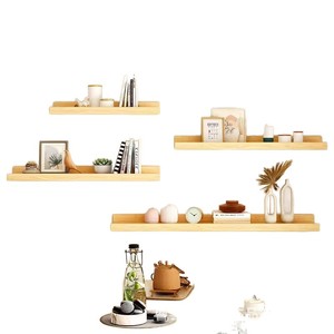Wooden Wall Mounted <b>Shelf</b> Solid Wood Rectangle Durable Storage Rack For Living Room <b>Bedroom</b> Decorative Single Panel - Product Image 3