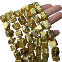 Perles en pyrite naturelle plaquées or, irrégulières, en forme de cube, pour la fabrication de bijoux, colliers, bracelets, vente en gros