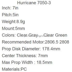 Hélice Gemfan 7050 Hurricane PC de <span class=keywords><strong>3</strong></span> Aspas, 5 Pulgadas de Paso, Montaje de 5 mm, Diámetro del Disco de 178.4 mm, Grosor Central de 7 mm, 7050-<span class=keywords><strong>3</strong></span> - Product Image 6