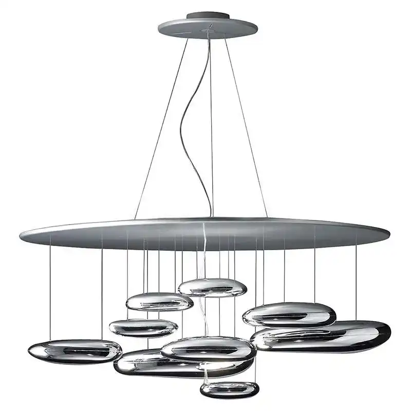 Modern Mercury Glass Chandelier Silver Gray LLED Pendant Lamp Living Room Hotel Lobby