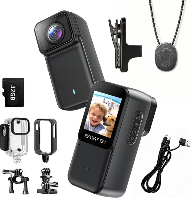 M21 4K Action Camera WiFi Action Cam-Waterproof Magnetic Wearable Hands-Free Recording for Motorcycling/Skiing/Cycling/Vlogging