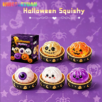 Jouet Squishy en Gelée d'Halloween en Forme de Citrouille et d'Œil, Jouet Sensoriel Anti-Stress à Presser en TPR